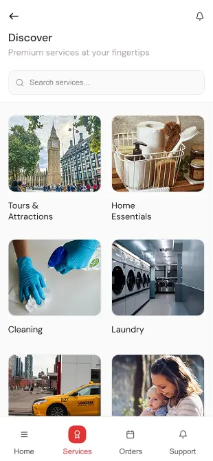 Revamped Discover screen with the full services marketplace