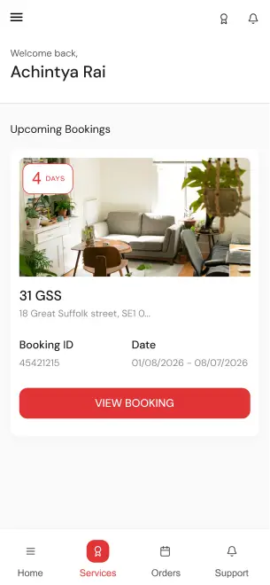 Revamped home screen leading with the guest's upcoming booking
